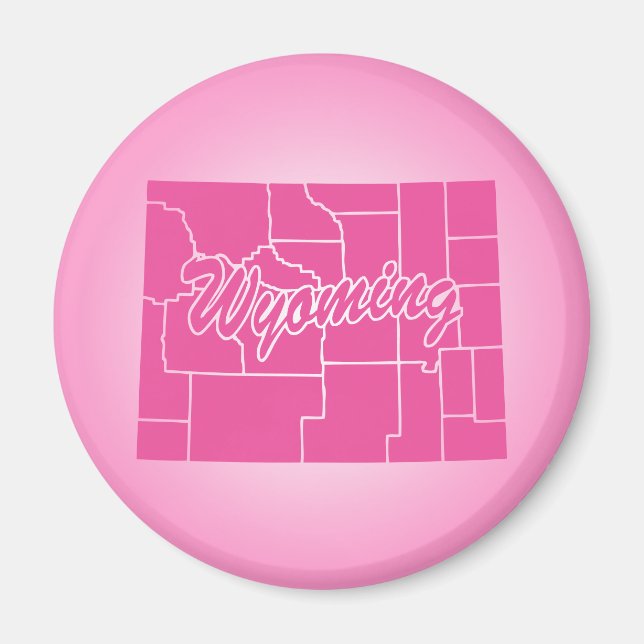 Rosa Staat Wyoming Magnet (Vorne)