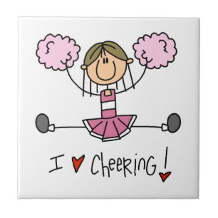 Rosa Stäbchen-Figur Cheerleader T-Shirts und Gesch Fliese
