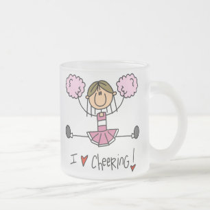 Rosa Stäbchen-Figur Cheerleader T-Shirts und Gesch Mattglastasse