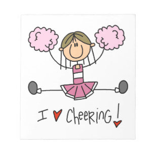 Rosa Stäbchen-Figur Cheerleader T-Shirts und Gesch Notizblock