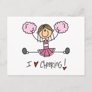 Rosa Stäbchen-Figur Cheerleader T-Shirts und Gesch Postkarte