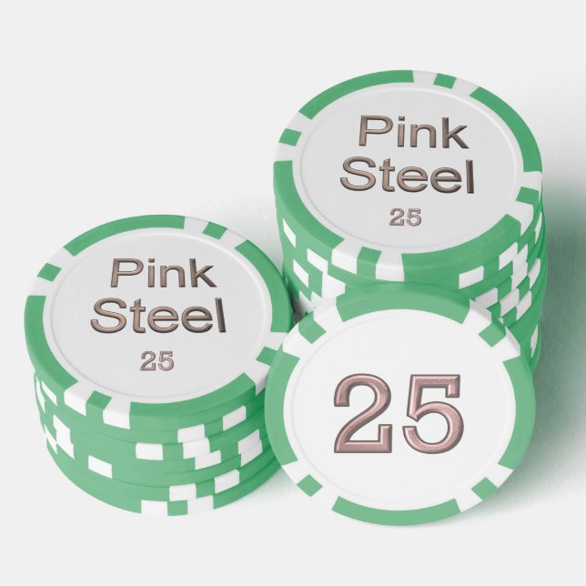 Rosa Stahlgrün 25-Streifen Poker-Chip Pokerchips (Stapel)