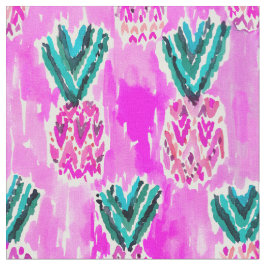 Rosa Stammes- Aquarell-Ananas-Muster Stoff