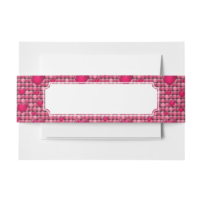 Rosa Stapel mit Herzen Einladungsbanderole (Vorderseite Beispiel)
