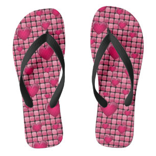 Rosa Stapel mit Herzen Flip Flops