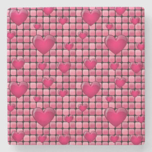 Rosa Stapel mit Herzen Steinuntersetzer