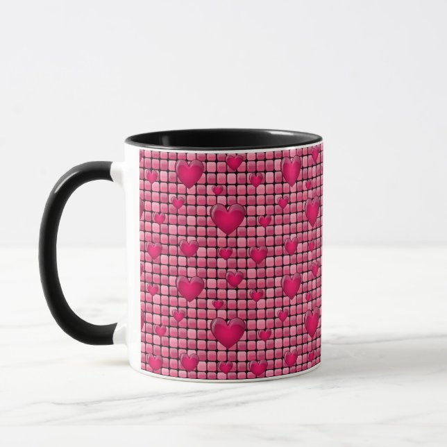 Rosa Stapel mit Herzen Tasse (Links)