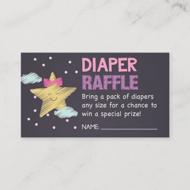 Rosa Star Chalkboard Diaper Raffel Ticket Begleitkarte (Vorderseite)