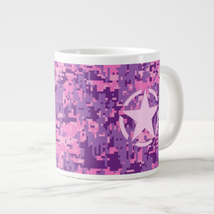 Rosa-Star-Deko im Stil der digitalen Camouflage Jumbo-Tasse