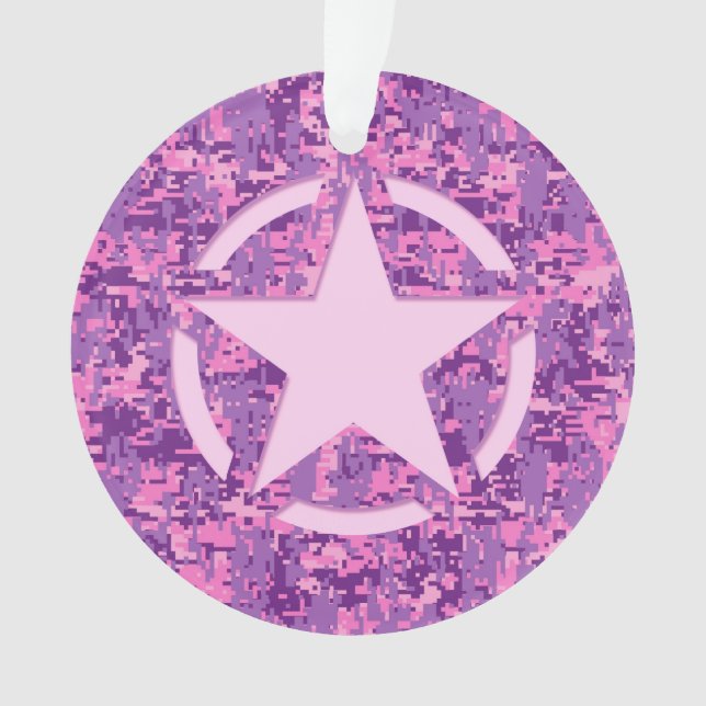 Rosa-Star-Deko im Stil digitaler Camouflage Ornament (Vorderseite)