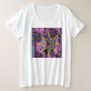 Rosa Star Große Größe T-Shirt