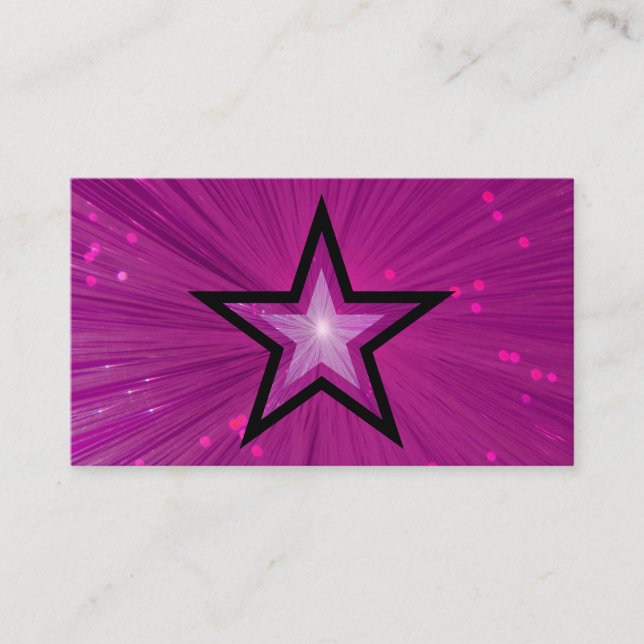 Rosa Star Visitenkartenvorlage schwarz Visitenkarte (Vorderseite)