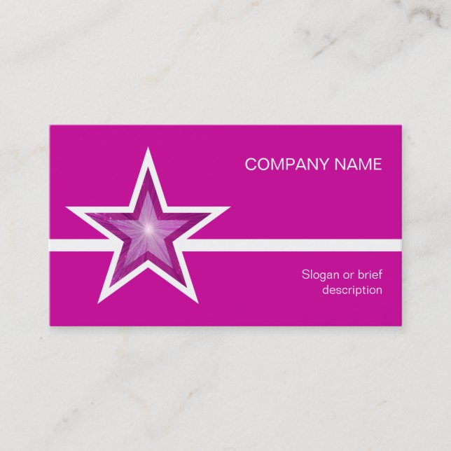 Rosa Star-weiße Visitenkartenvorlage pink Visitenkarte (Vorderseite)