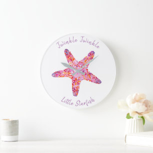 Rosa Starfish Kinderzimmer Uhr