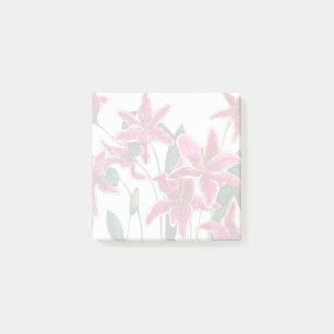 Rosa Stargazer-Lilien-Blumenmuster-Haftnotizen Post-it Klebezettel