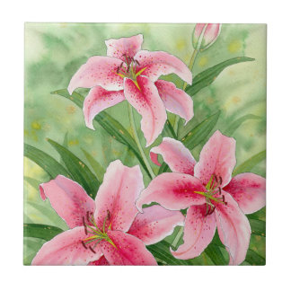 Rosa Stargazer-Lilien-Keramik-Fliese Fliese