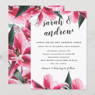 Rosa Stargazer Lily Floral Wedding Einladung