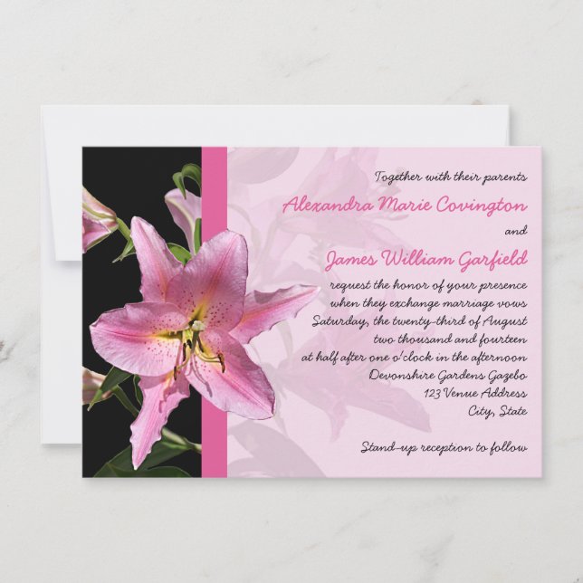 Rosa Stargazer Lily Wedding Einladung 2 (Vorderseite)