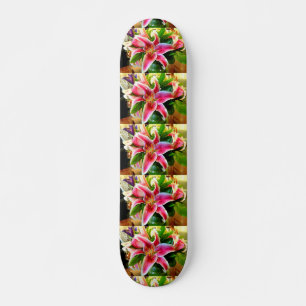 rosa Stargazerlilien-Skateboard Skateboard
