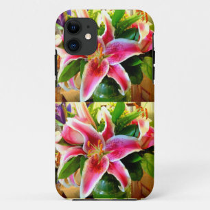 rosa Stargazerlilien-Telefonkasten iPhone 11 Hülle