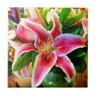 rosa Stargazerlilienfliese Fliese
