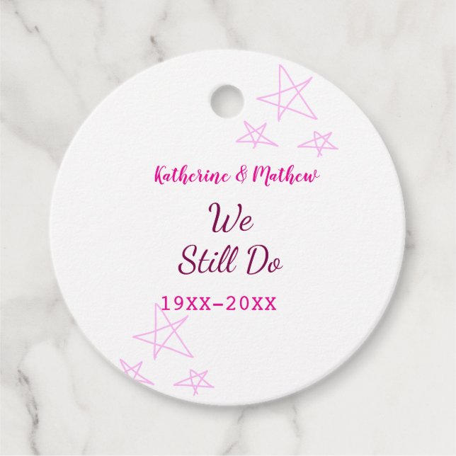 Rosa Stars Jubiläum der Erneuerung Moderne Geschenkanhänger (Vorderseite)