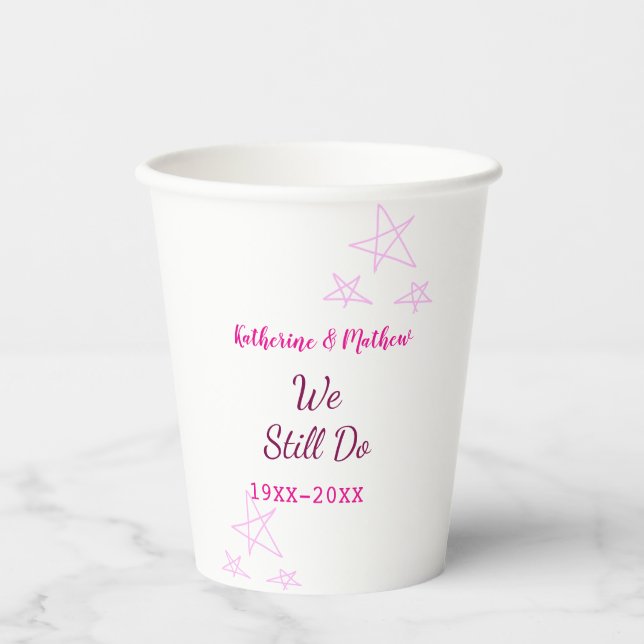 Rosa Stars Jubiläum der Erneuerung Moderne Pappbecher (Vorderseite)