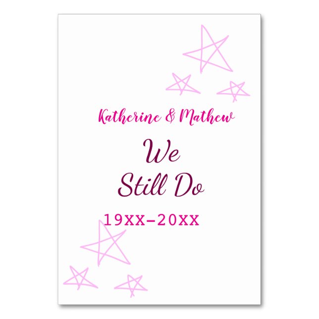 Rosa Stars Jubiläum der Erneuerung Moderne Tischnummer (Vorderseite)