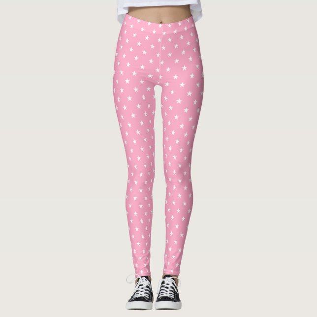 Rosa Stars Leggings (Vorderseite)
