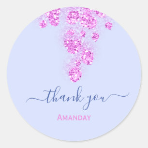 Rosa staubblauer Glitter-Braut-Sweet16th-Dank Runder Aufkleber