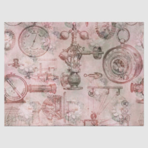 Rosa Steampunkuhren und Uhren entkoppeln Seidenpapier