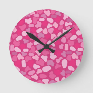Rosa Stein Muster- Runde Wanduhr