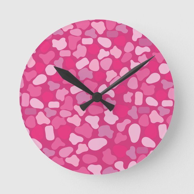 Rosa Stein Muster- Runde Wanduhr (Vorderseite)