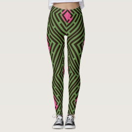 Rosa Stellen-Schwarz-Labyrinth-Muster auf Leggings