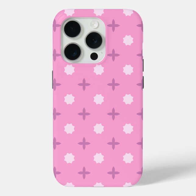 Rosa Stern Blüten Punkt Muster Case-Mate iPhone Hülle (Rückseite)