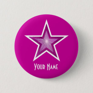 Rosa Stern 'Dein Name' Knopf rosa Button