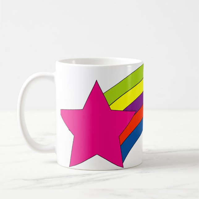 Rosa Stern und Regenbogen Niedlich Tasse (Links)