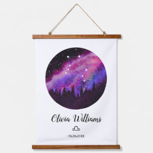 Rosa Sternbild Libra Horoskop Zeichengeschenk Wandteppich Mit Holzrahmen