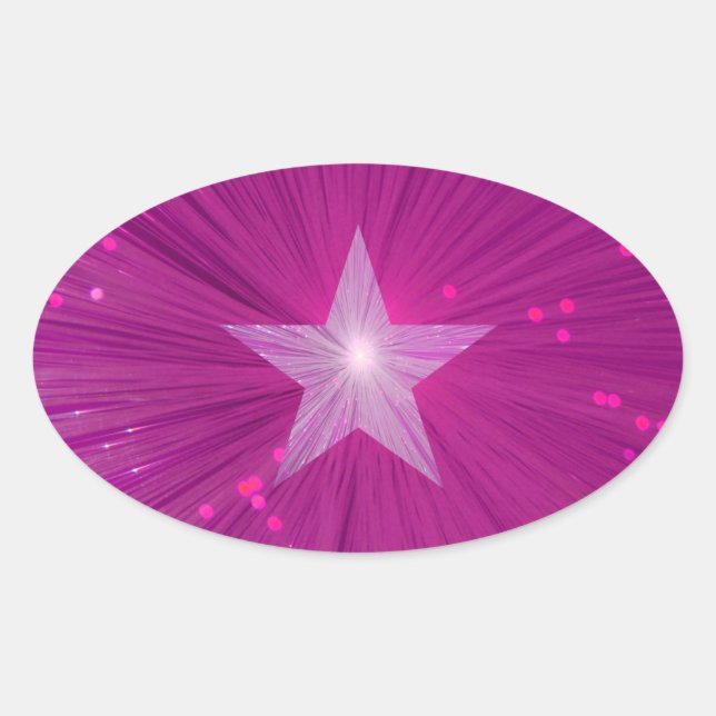 Rosa-Sternchen-Aufkleber oval Ovaler Aufkleber (Vorderseite)