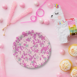 Rosa Sterne der Rose Pappteller