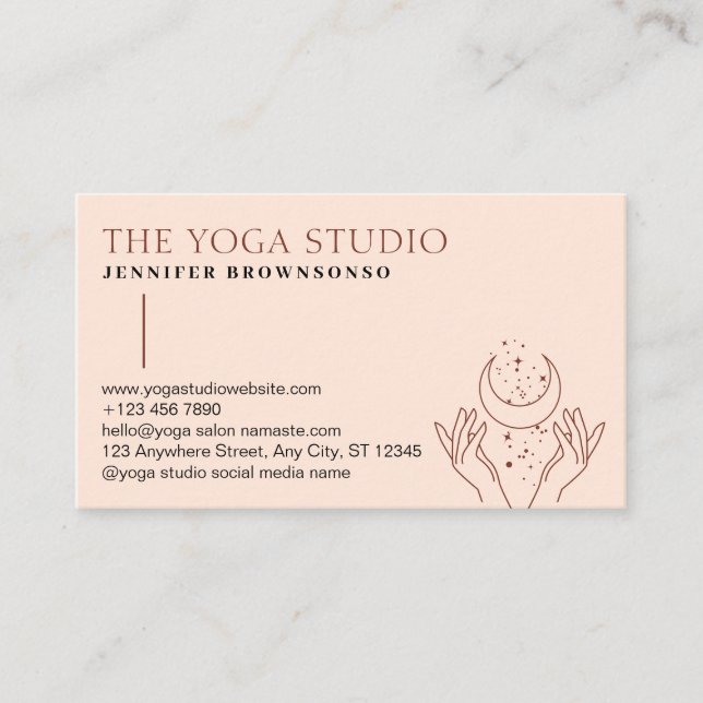 Rosa Sterne Energie Heilung Hände Mond spirituell Visitenkarte (Vorderseite)