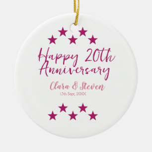 rosa Sterne glückliches 20. Jubiläum Hochzeit tren Keramik Ornament