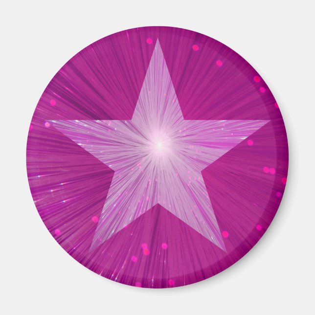 Rosa-Sterne-Kühlschrankmagnet rund Magnet (Vorne)