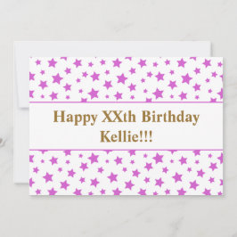 Rosa Sterne mit Botschaft zum Geburtstag Einladung