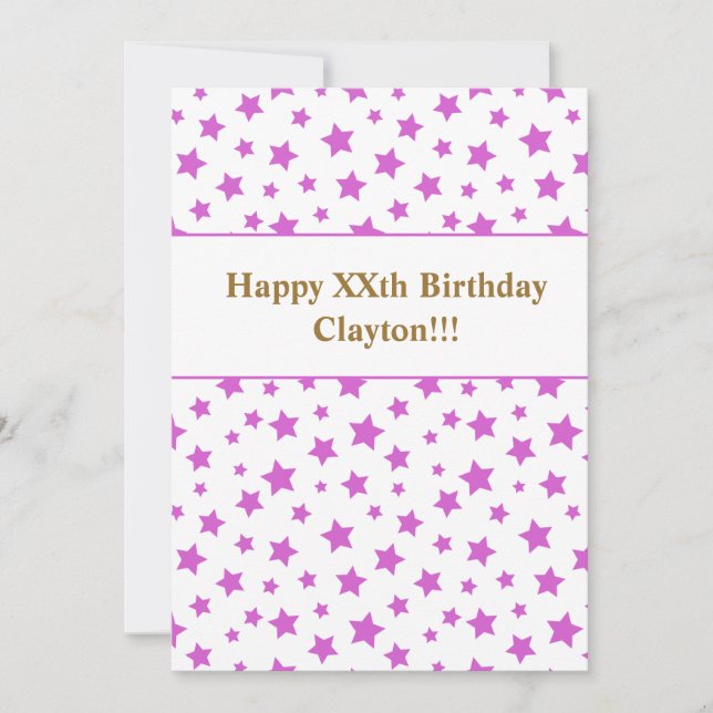 Rosa Sterne mit Botschaft zum Geburtstag Einladung (Vorderseite)