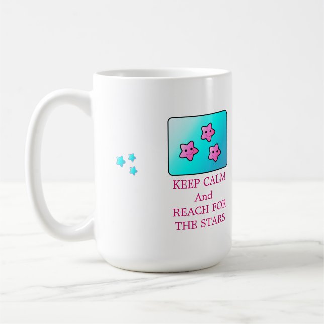Rosa Sterne mit Sprichwort Tasse (Links)