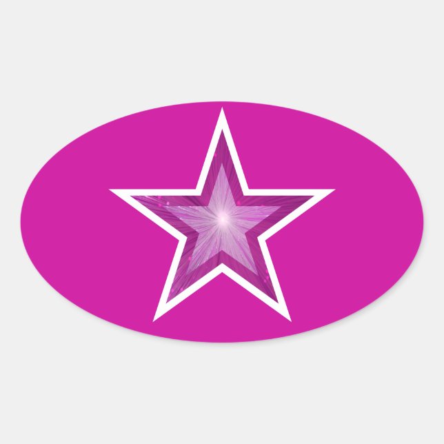 Rosa-Sterne-Oval-Aufkleber pink Ovaler Aufkleber (Vorderseite)