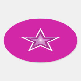 Rosa-Sterne-Oval-Aufkleber pink Ovaler Aufkleber