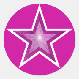 Rosa-Sterne-Rundkleber pink Runder Aufkleber