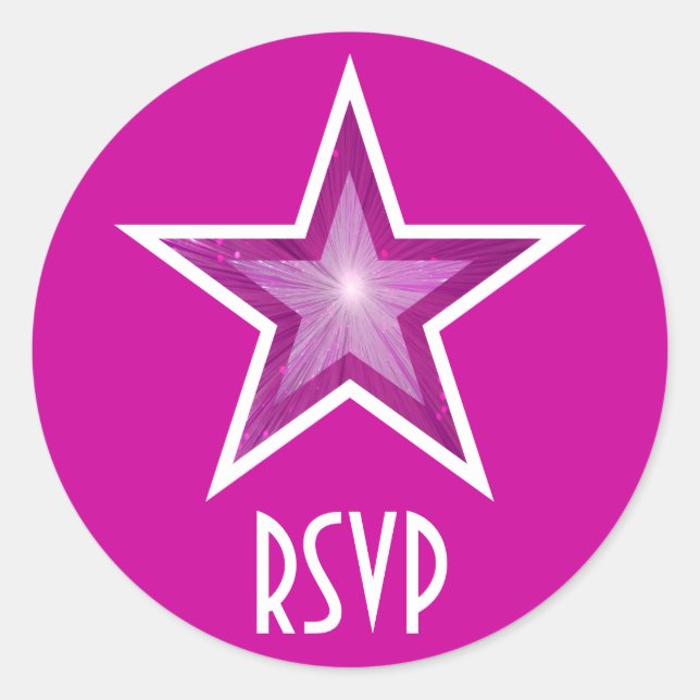 Rosa-Sterne-UAWG, rund Aufkleber pink (Vorderseite)